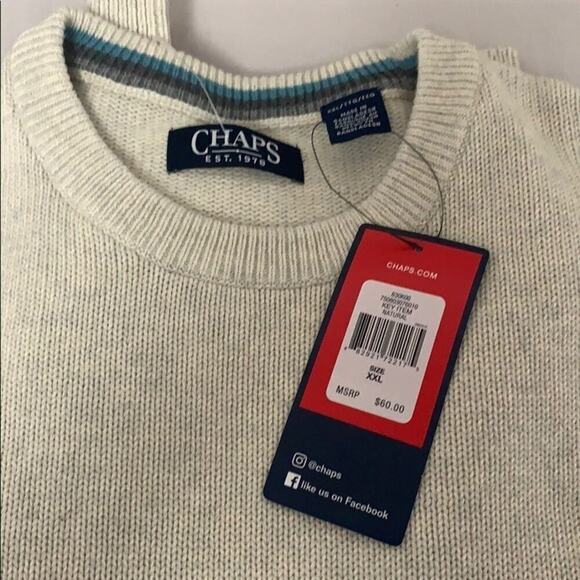 NWT CHAPS BEIGE SWEATER LOGO‎ CREWNECK SIZE VARIOUS - Picture 6 of 8